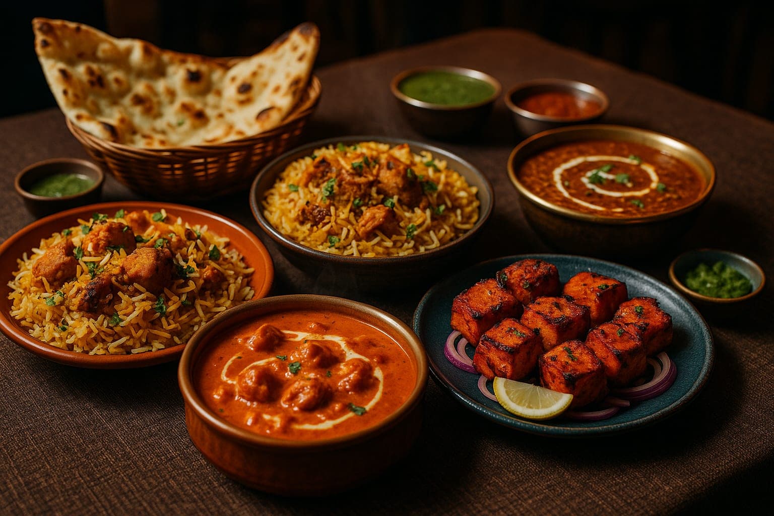 Indian dinner spread at Bombay Cafe